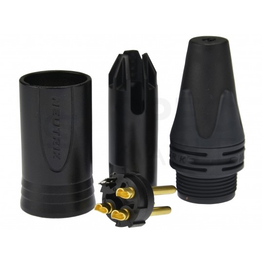 NEUTRIK Wtyk mikrofonowy XLR (3-pin) na kabel do 8,0mm pozłacany czarny NC3MXX-B