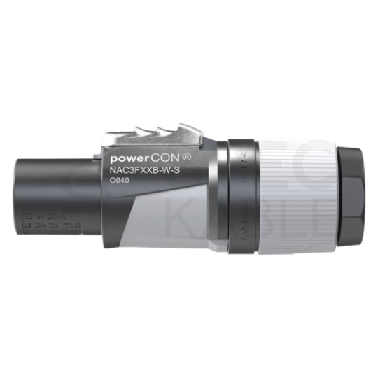 NEUTRIK Wtyk zasilający powerCON 16A 230V [2P+Z] czarno-szary na kabel 6,0 do 12,0mm NAC3FXXB-W-S