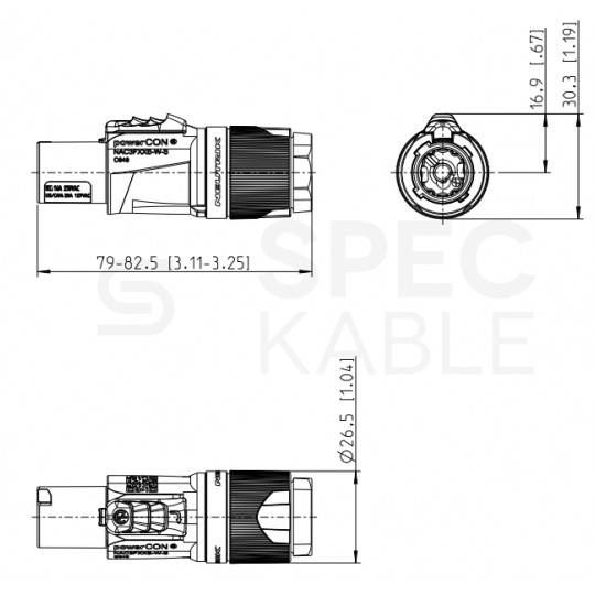 NEUTRIK Wtyk zasilający powerCON 16A 230V [2P+Z] czarno-szary na kabel 6,0 do 12,0mm NAC3FXXB-W-S