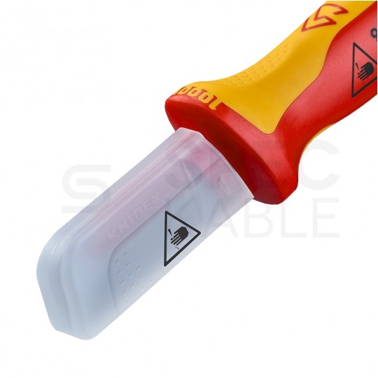 Nóż do ściągania izolacji kabli 190mm izolowany VDE 1kV dla elektryka z grzbietem chroniącym przed zwarciem KNIPEX 98 54