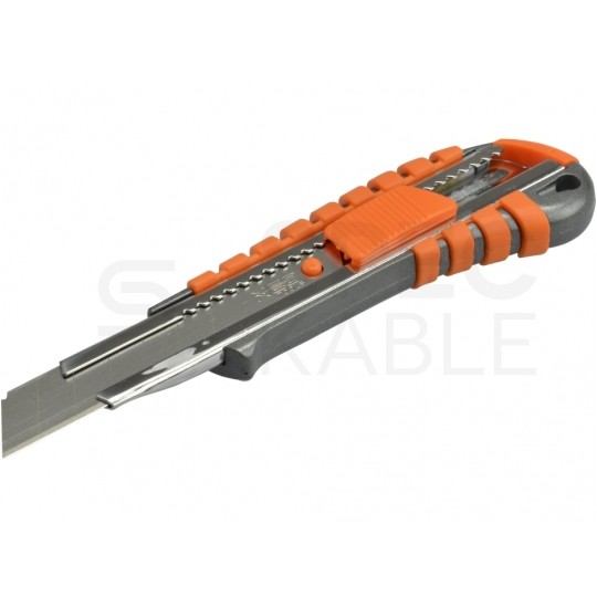 Nóż do tapet z łamanym ostrzem 18mm z łamaczem zużytego ostrza, pokrętło z blokadą śrubową NEO 63-011