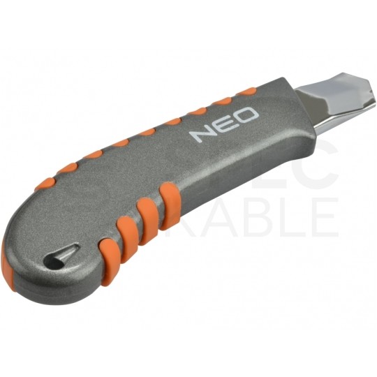 Nóż do tapet z łamanym ostrzem 18mm z łamaczem zużytego ostrza, pokrętło z blokadą śrubową NEO 63-011