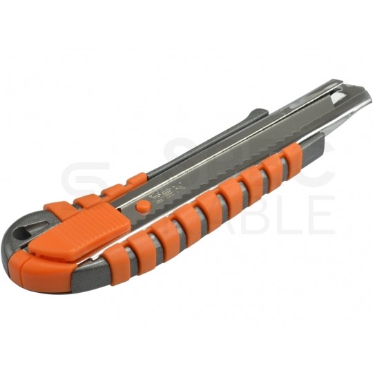 Nóż do tapet z łamanym ostrzem 18mm z łamaczem zużytego ostrza, pokrętło z blokadą śrubową NEO 63-011