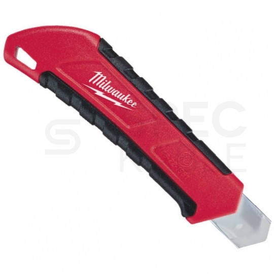 Nóż do tapet z łamanym ostrzem 18mm ze stali z domieszką mikro węglika, pokrętło z blokadą śrubową MILWAUKEE