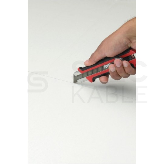 Nóż do tapet z łamanym ostrzem 25mm ze stali z domieszką mikro węglika, pokrętło z blokadą śrubową MILWAUKEE