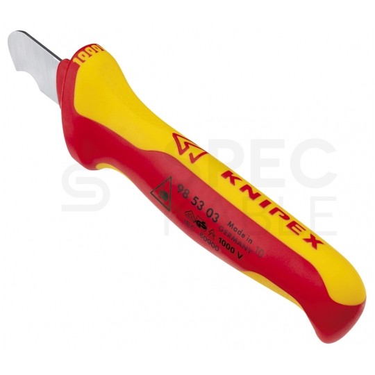 Nóż hakowy do ściągania izolacji kabli 170mm izolowany VDE 1kV dla elektryka KNIPEX 98 53 03