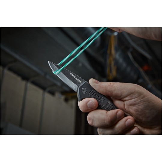 Nóż składany ze stali D2 Premium gładki finka 64mm HARDLINE MILWAUKEE