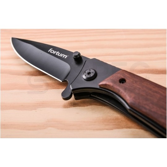 Nóż składany ze stali nierdzewnej (rękojeść drewniana) 205/85mm FORTUM