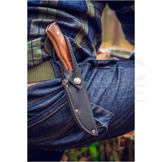 Nóż survivalowy ze stali nierdzewnej (rękojeść drewniana) 230/120mm FULL-TANG + etui NEO 63-111