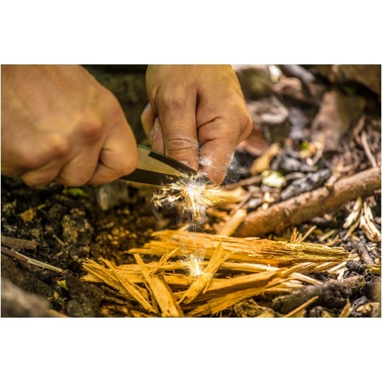 Nóż taktyczny ze stali nierdzewnej (rękojeść aluminiowa) 200/90mm FULL-TANG + krzesiwo, etui 2w1 NEO 63-109