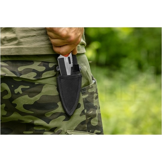 Nóż taktyczny ze stali nierdzewnej (rękojeść aluminiowa) 200/90mm FULL-TANG + krzesiwo, etui 2w1 NEO 63-109