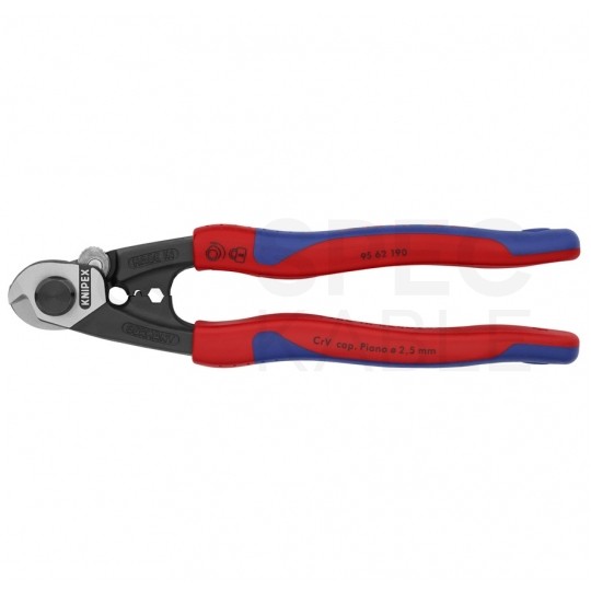 Nożyce do cięcia drutów i lin stalowych (do 5mm) 190mm KNIPEX 95 62 160