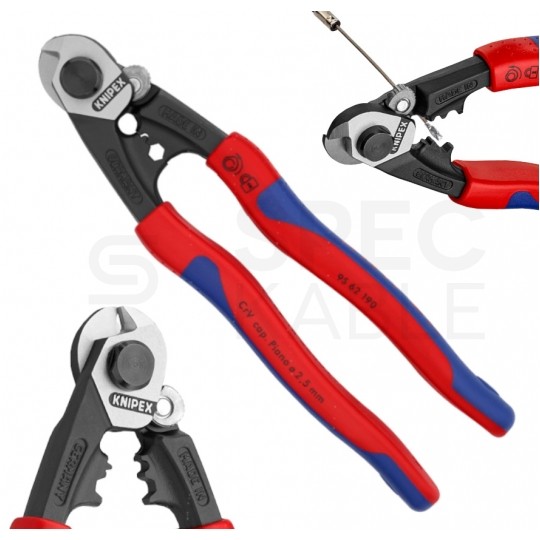 Nożyce do cięcia drutów i lin stalowych (do 5mm) 190mm KNIPEX 95 62 160