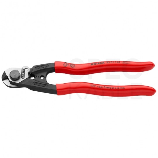 Nożyce do cięcia drutów i lin stalowych (do 5mm) powlekane 190mm KNIPEX 95 61 190