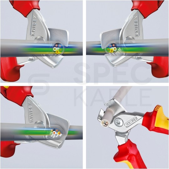 Nożyce do cięcia kabli miedzianych i aluminiowych (do 15mm / 50mm2) 160mm stopniowane StepCut izolowane 1kV dla elektryka KNIPEX 95 16 160