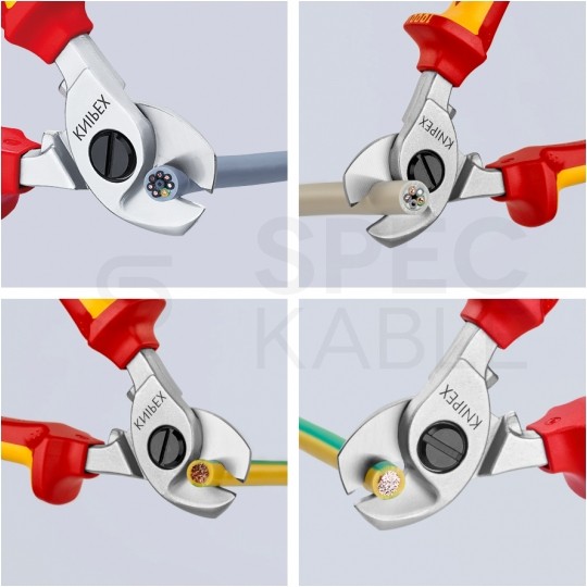 Nożyce do cięcia kabli miedzianych i aluminiowych (do 15mm / 50mm2) 165mm izolowane 1kV dla elektryka KNIPEX 95 16 165