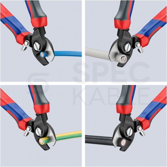 Nożyce do cięcia kabli miedzianych i aluminiowych (do 15mm / 50mm2) 180mm ze sprężyną rozwierającą KNIPEX 95 22 165