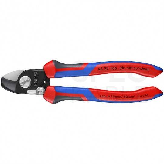 Nożyce do cięcia kabli miedzianych i aluminiowych (do 15mm / 50mm2) 180mm ze sprężyną rozwierającą KNIPEX 95 22 165