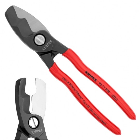 Nożyce do cięcia kabli miedzianych i aluminiowych (do 20mm / 70mm2) 200mm powlekane KNIPEX 95 11 200