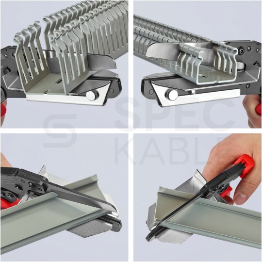 Nożyce do tworzywa sztucznego korytek kablowych listw maskownic o grubości do 4mm dźwignia kolankowa KNIPEX 95 02 21