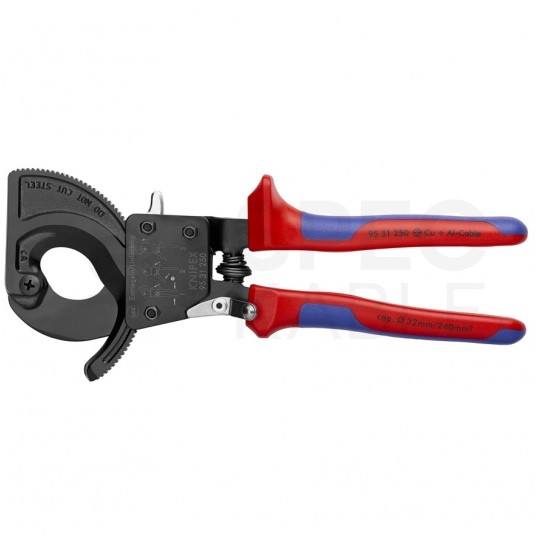 Nożyce zapadkowe do cięcia kabli miedzianych i aluminiowych (do 32mm / 240mm2) 250mm KNIPEX 95 31 250