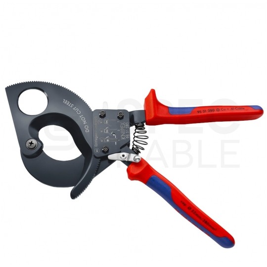 Nożyce zapadkowe do cięcia kabli miedzianych i aluminiowych (do 52mm / 380mm2) 280mm KNIPEX 95 31 280