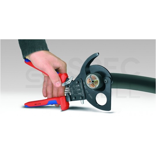Nożyce zapadkowe do cięcia kabli miedzianych i aluminiowych (do 52mm / 380mm2) 280mm KNIPEX 95 31 280