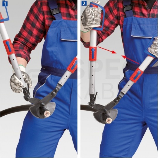 Nożyce zapadkowe do cięcia kabli miedzianych i aluminiowychi (38mm / 280mm2) z ramionami teleskopowymi KNIPEX 95 32 038