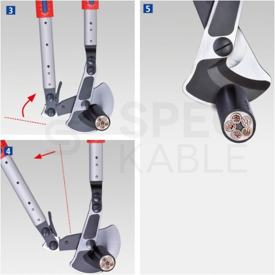 Nożyce zapadkowe do cięcia kabli miedzianych i aluminiowychi (38mm / 280mm2) z ramionami teleskopowymi KNIPEX 95 32 038