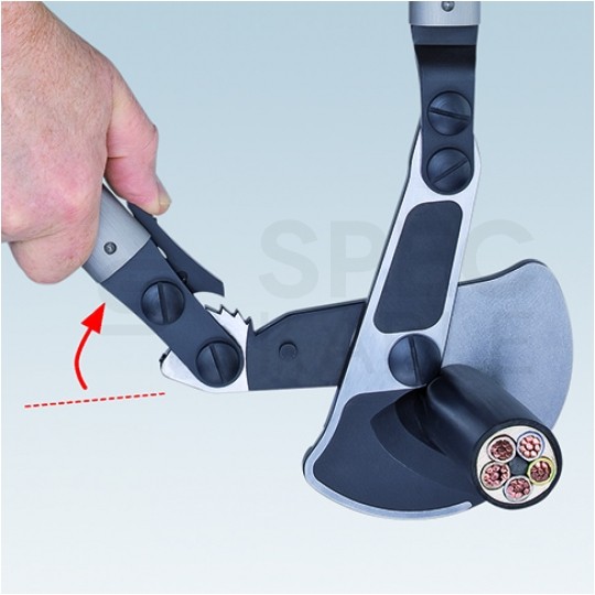 Nożyce zapadkowe do cięcia kabli miedzianych i aluminiowychi (38mm / 280mm2) z ramionami teleskopowymi KNIPEX 95 32 038