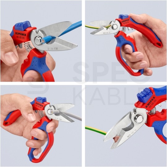 Nożyczki do cięcia kabli i ściągania izolacji 160mm kątowe KNIPEX 95 05 20 SB