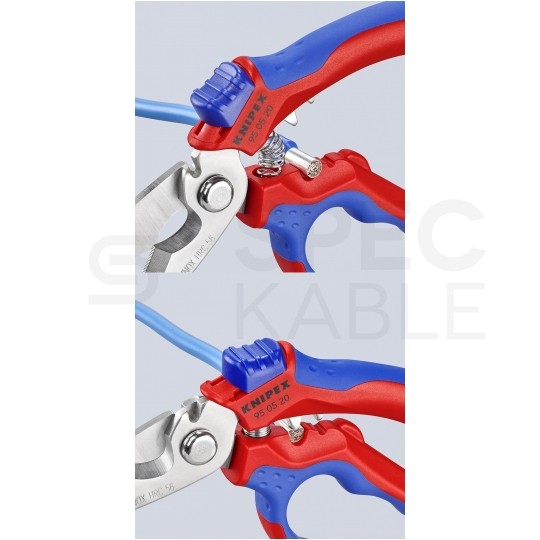 Nożyczki do cięcia kabli i ściągania izolacji 160mm kątowe KNIPEX 95 05 20 SB