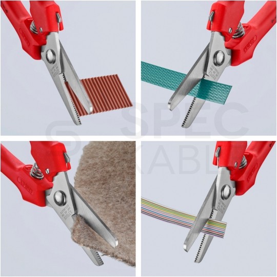 Nożyczki uniwersalne ze sprężyną i blokadą do cięcia tektury tworzyw sztucznych folii aluminiowych miedzianych mosiężnych 190mm KNIPEX 95 05 190