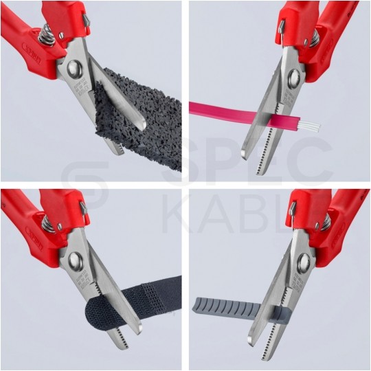 Nożyczki uniwersalne ze sprężyną i blokadą do cięcia tektury tworzyw sztucznych folii aluminiowych miedzianych mosiężnych 190mm KNIPEX 95 05 190