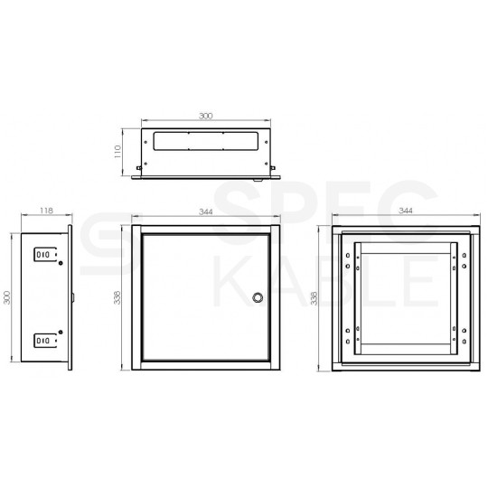 Obudowa metalowa szafka OMP3 CATV 300x300x120mm podtynkowa