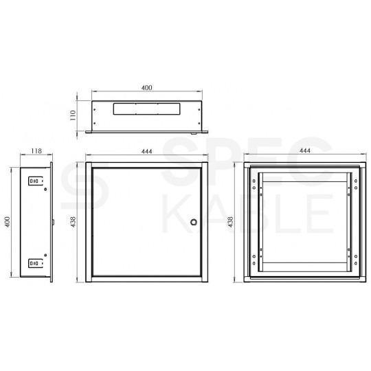 Obudowa metalowa szafka OMP4 CATV 400x400x120mm podtynkowa