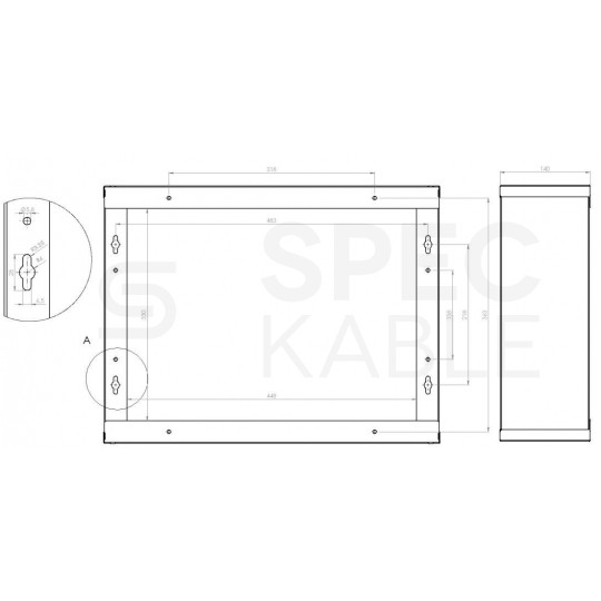 Obudowa metalowa szafka TPR-5 CATV 520x400x140mm natynkowa