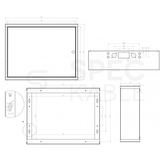 Obudowa metalowa szafka TPR-5S CATV 520x400x140mm natynkowa z płytą metalową