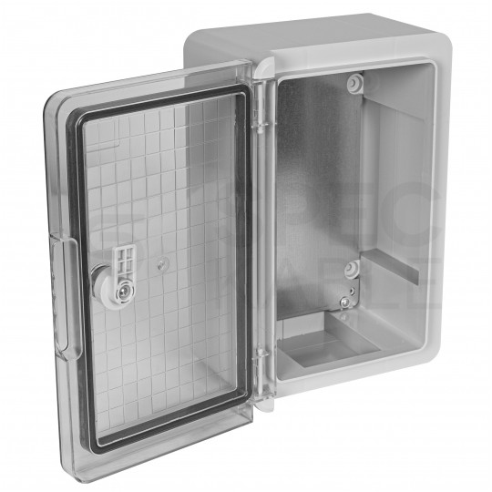 Obudowa plastikowa skrzynka hermetyczna, drzwi transparentne ABS 300x200x130mm IP65 NEKU
