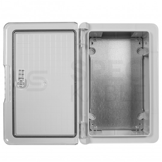 Obudowa plastikowa skrzynka hermetyczna, drzwi transparentne ABS 300x200x130mm IP65 NEKU