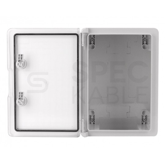 Obudowa plastikowa skrzynka hermetyczna, drzwi transparentne ABS 350x250x150mm IP65
