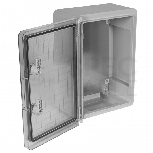 Obudowa plastikowa skrzynka hermetyczna, drzwi transparentne ABS 350x250x150mm IP65 NEKU