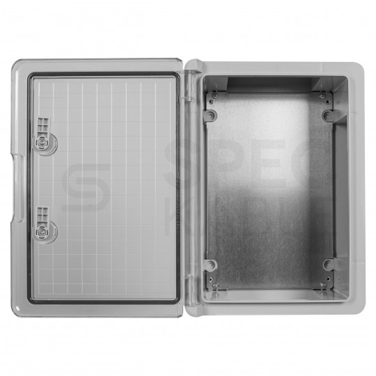 Obudowa plastikowa skrzynka hermetyczna, drzwi transparentne ABS 350x250x150mm IP65 NEKU