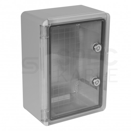 Obudowa plastikowa skrzynka hermetyczna, drzwi transparentne ABS 350x250x150mm IP65 NEKU