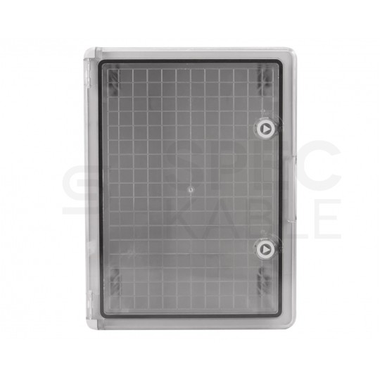 Obudowa plastikowa skrzynka hermetyczna, drzwin transparentne ABS 400x300x170mm IP65