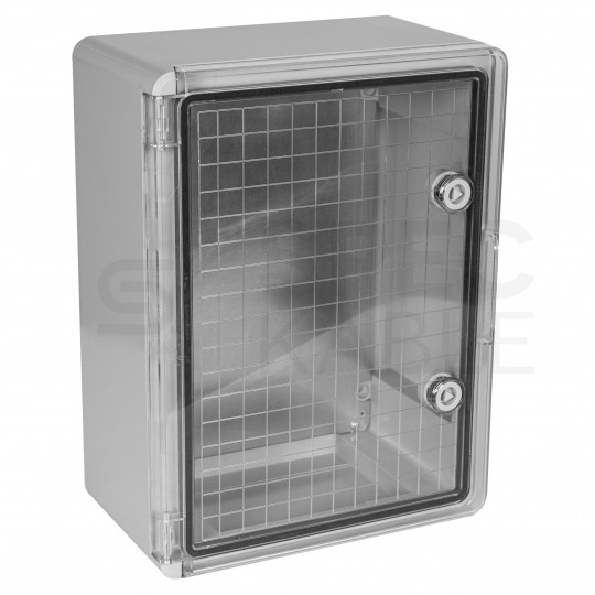 Obudowa plastikowa skrzynka hermetyczna, drzwin transparentne ABS 400x300x170mm IP65 NEKU