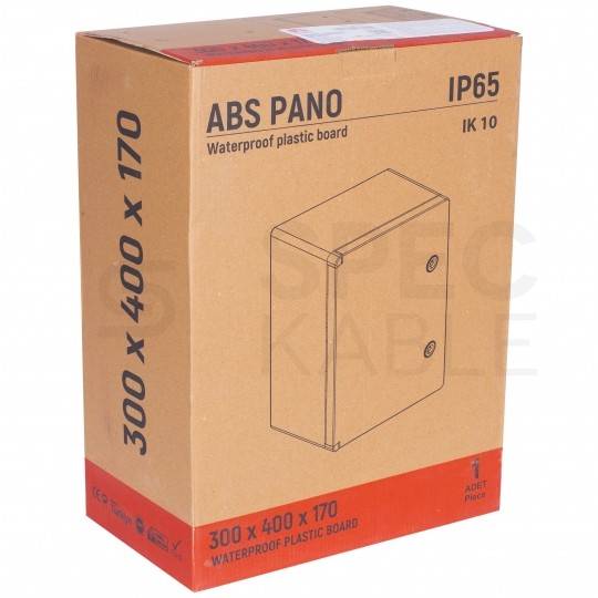 Obudowa plastikowa skrzynka hermetyczna, drzwin transparentne ABS 400x300x170mm IP65 NEKU