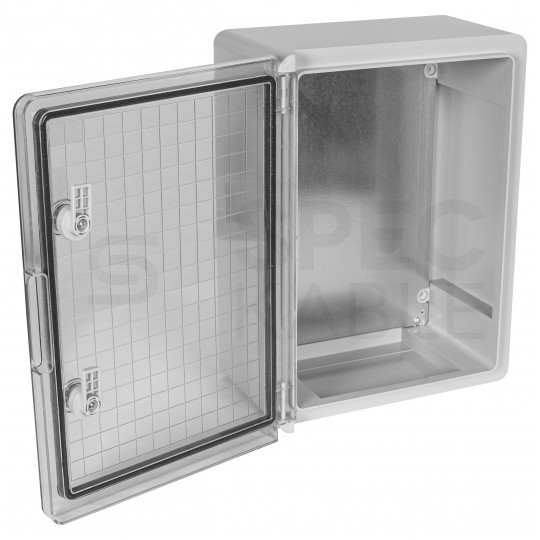 Obudowa plastikowa skrzynka hermetyczna, drzwin transparentne ABS 400x300x170mm IP65 NEKU