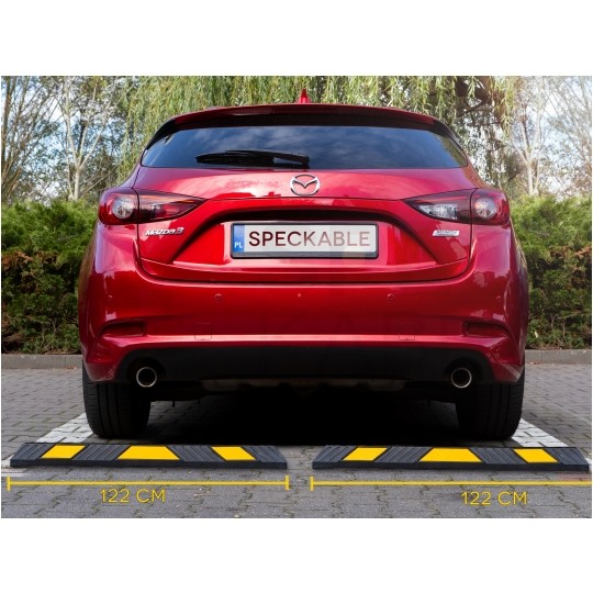 Ogranicznik parkingowy 1220mm, separator gumowy, odbojnik czarno żółty