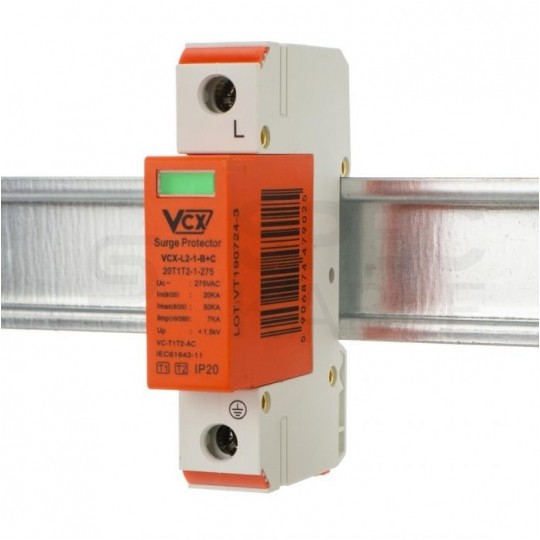 Ogranicznik przepięć SPD 1-fazowy B+C (Typ 1+2) 1P 7kA + 20kA/50kA VCX